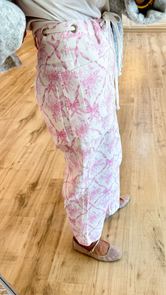 Cotton Twill Barrel Pant - Pink
