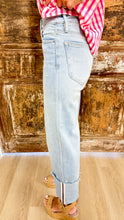 Light Wash Cuffed Straight Leg Jeans