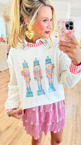 White Nutcracker Sequin Top