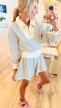 Black and Cream Stripe Zip Up Romper