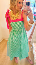 Green Gingham Sleeveless Midi Dress