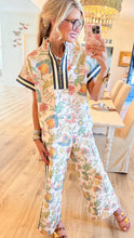 Oatmeal Floral Wide Leg Pant Set