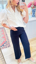 Navy High Waisted Cropped Pants