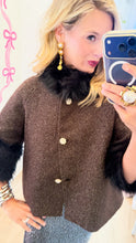 Ivy Jane Black Tweed Fur Accent Jacket