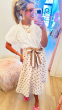 Natural Polka Dot Flare Maxi Skirt
