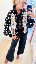 Queen of Sparkles Black and White Polka Nutcracker Cardigan