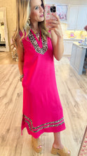 Hot Pink Leopard Contrast Maxi Dress