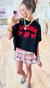 Red and Black Georgia Oversized Tee