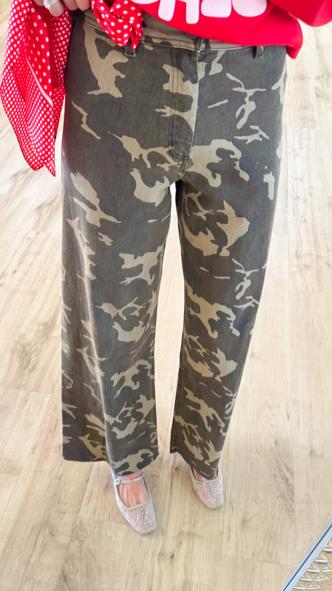 Camo High Waisted Wide Leg Pants