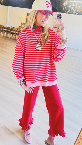 Pink and Red Stripe Oversized Top