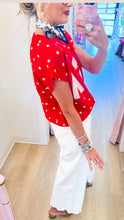 Red Sleeveless Polka Dot USA Knit Top