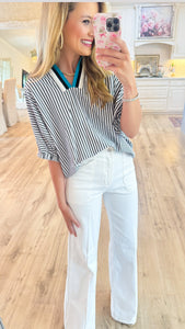 Black Stripe Dolman Sleeve Top