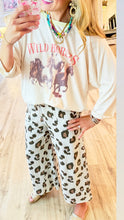 Stone Grey Cheetah Print Mineral Washed Wide Leg Pants