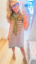 Olive and Pink Stripe Knit Scarf Dress