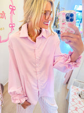 Pink Stripe Ruffle Detail Top