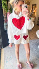 Queen of Sparkle White and Red Jeweled Ruffle Cotton Shorts