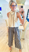 Black and Taupe Check Wide Leg Pants