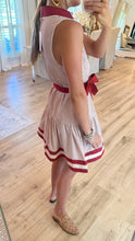 Maroon Stripe Button Up Sleeveless Dress