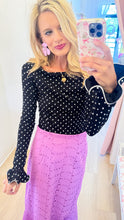 Black and White Polka Dot Long Sleeve Top