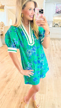 Green Floral Printed Mini Dress