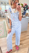 Light Blue Polka Dot Barrel Overalls