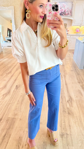 Conflower Blue Wide Leg Pant