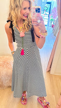 Black Striped Sleeveless Midi Dress