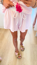 Deal of The Day Pink Stripe Short Sleeve Mockneck Short Set
