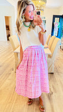 Pink Gingham Midi Skirt