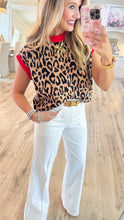 Leopard and Red Contrast Sweater Vest