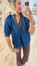 THML Denim V Neck Top