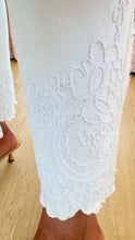 Risen Cream High Rise Embroidered Scallop Hem Jeans