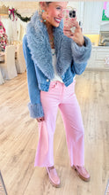 Denim Fur Collar Cropped Jacket