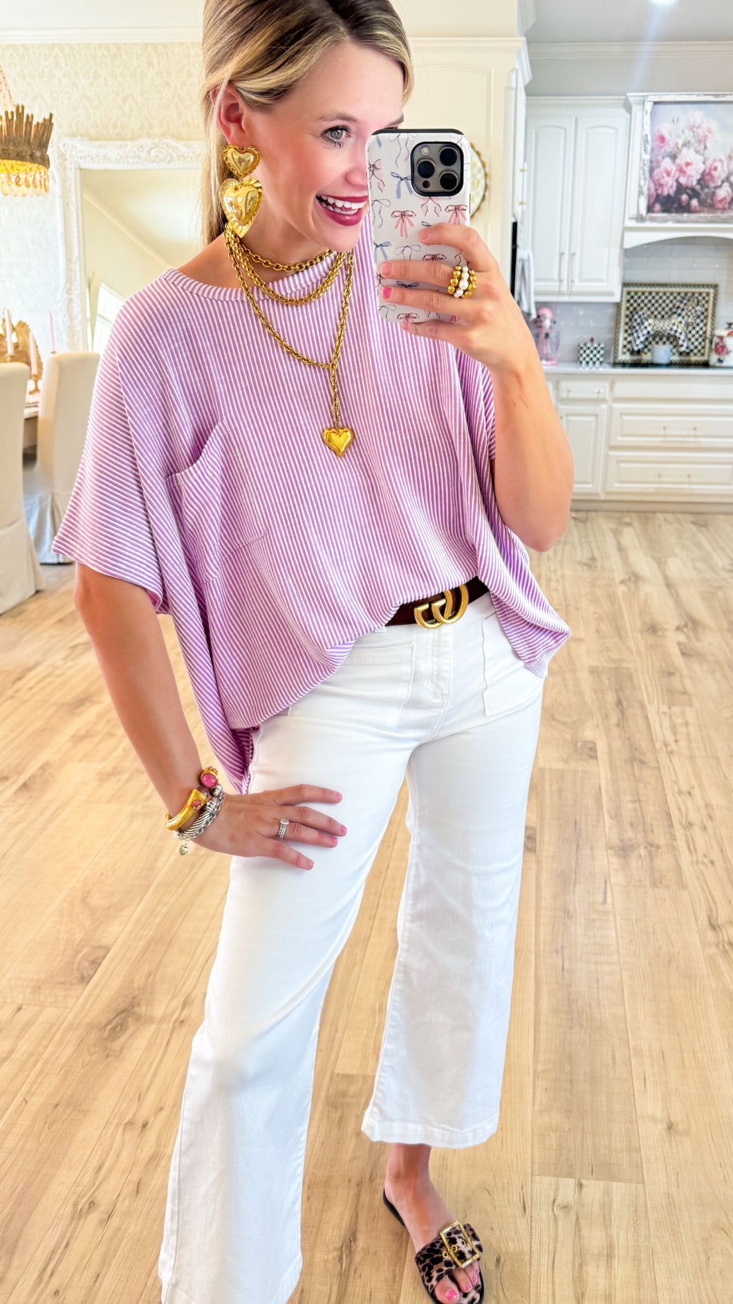 Bright Lavender Corded Rib Oversized Top