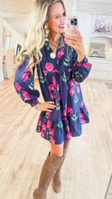 Navy Mix Floral Babydoll Tunic Dress