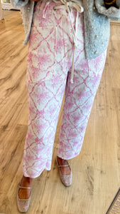Pink Coquette Printed Barrel Pants