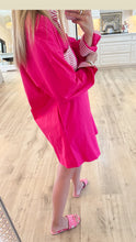 Pink Stripe Contrast Button Up Mini Dress