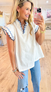 Off White Scalloped Blouse