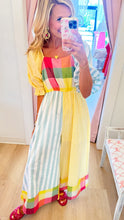 Rainbow Combo Mixed Print Puff Sleeve Jumpsuit