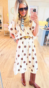 Brown and Ivory Polka Dot Skirt Set