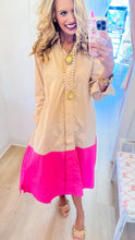 Khaki and Pink Caryn Lawn Midi Dress
