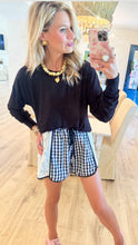 Black Bubble Hem Long Sleeve Top