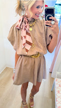 Taupe Puff Sleeve Mini Dress