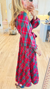 Red and Green Plaid Maxi Dress