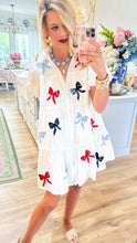 Off White Red and Blue Bow Dress