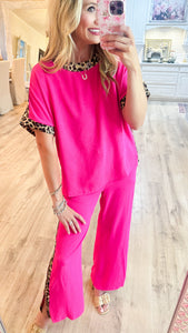 Hot Pink Leopard Pant Set