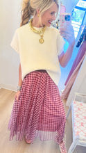 Pink and Brown Gingham Maxi Skirt