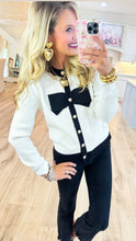 Cream and Black Bow Cardigan