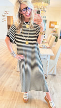 Black Stripe TShirt Midi Dress