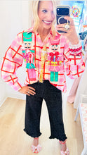 Queen of Sparkles Pink and Red Plaid Nutcracker Button Up
